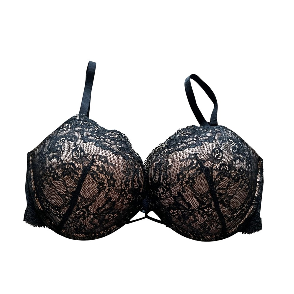 Adore Me Black Lace Bra with Nude Lining - Feminine Support